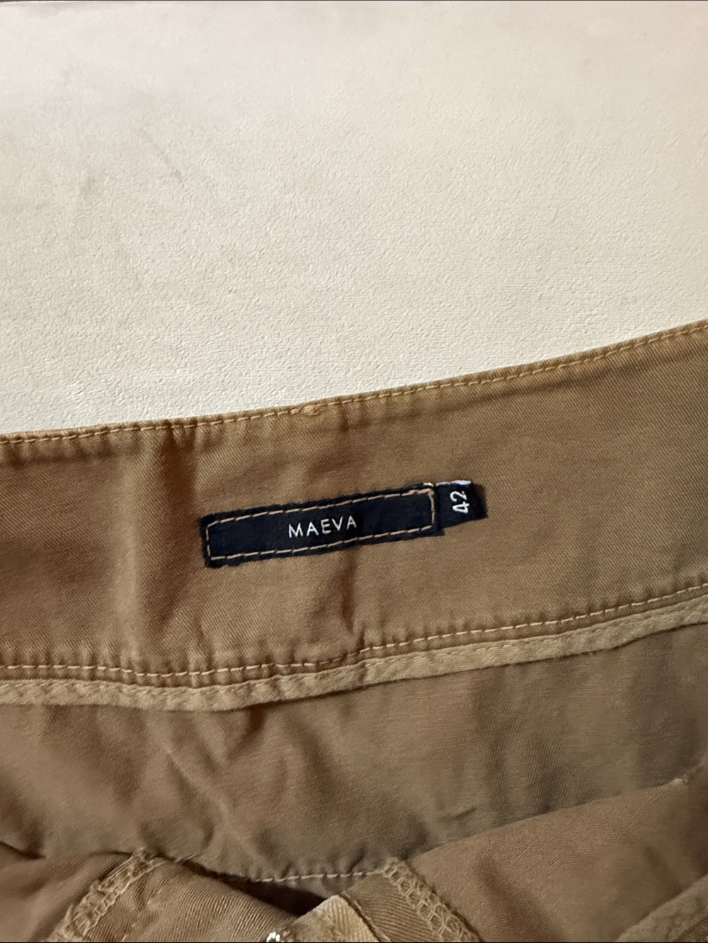 Maeve Tan Cotton Mini Skort with Front Patch Pockets - Picture 2 of 4